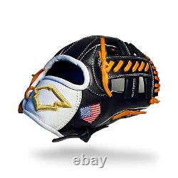 11.5 In Baseball infield Glove Diamante Pro Quality BLACK WHITE Brown- USA FLAG