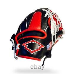 12 In Baseball infield Glove DIamante Pro Quality BLACK WHITE Red USA FLAG