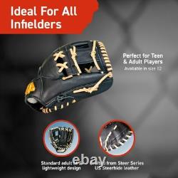 44 Pro Steer Baseball Glove for Infield, Fielding Right Hand Throw, Black