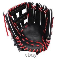HI-GOLD Japan Steerhide 11.5 inch V Web Infielder Glove Black/Red