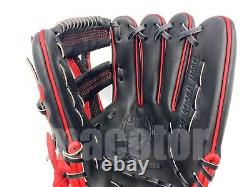 JAPAN HATAKEYAMA Pro Order 12 Infield Baseball Glove Black Red Cross RHT SALE