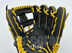 Japan Hi-Gold Pro Order 11.5 Infield Baseball Glove Black Yellow H-Web RHT