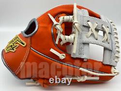 Japan Hi-Gold Pro Order 11.5 Infield Baseball Glove Orange White RHT H-Web SS