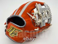 Japan Hi-Gold Pro Order 11.5 Infield Baseball Glove Orange White RHT H-Web SS