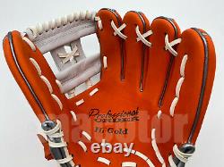 Japan Hi-Gold Pro Order 11.5 Infield Baseball Glove Orange White RHT H-Web SS