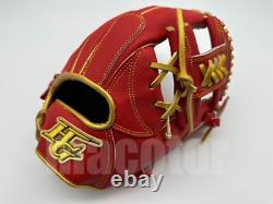 Japan Hi-Gold Pro Order 11.5 Infield Baseball Glove Red Gold H-Web RHT Gift