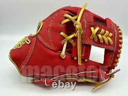 Japan Hi-Gold Pro Order 11.5 Infield Baseball Glove Red Gold H-Web RHT Gift New