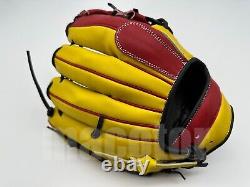 Japan Hi-Gold Pro Order 11.5 Infield Baseball Glove Red Yellow H-Web RHT