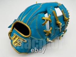 Japan Hi-Gold Pro Order 11.5 Infield Baseball Glove Sax Blue Gold H-Web RHT
