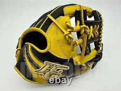 Japan Hi-Gold Pro Order 11.5 Infield Baseball Glove Yellow Black H-Web RHT SS