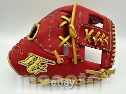 Japan Hi-Gold Pro Order 12 Infield Baseball Glove Red Gold H-Web RHT Fire Model