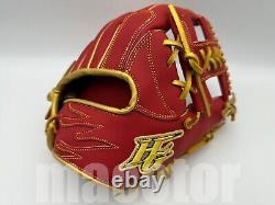 Japan Hi-Gold Pro Order 12 Infield Baseball Glove Red Gold H-Web RHT Fire Model