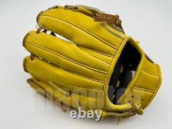 Japan ZETT Pro Model 11.5 Infield Baseball Glove Yellow Cross RHT Red Label