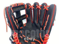 Japan ZETT Pro Model 12 Infield Baseball Glove Black Red Cross RHT Gift SALE