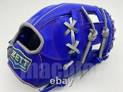 Japan ZETT Pro Model 12 Infield Baseball Glove Blue Grey H-Web RHT Gift SALE