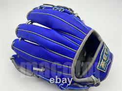 Japan ZETT Pro Model 12 Infield Baseball Glove Blue Grey H-Web RHT Gift SALE