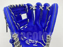 Japan ZETT Pro Model 12 Infield Baseball Glove Blue Grey H-Web RHT Gift SALE