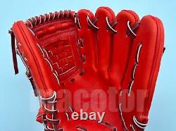 Japan ZETT Pro Model 12 Infield Baseball Glove Red RHT Checkerboard Limited