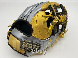 Japan ZETT Special Pro Order 11.5 Infield Baseball Glove Gold Silver H-Web RHT