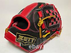 Japan ZETT Special Pro Order 11.75 Infield Baseball Glove Black Red RHT GENDA