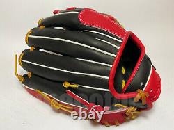 Japan ZETT Special Pro Order 11.75 Infield Baseball Glove Black Red RHT GENDA