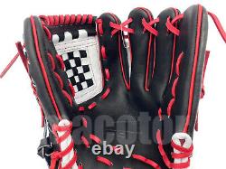 Japan ZETT Special Pro Order 11.75 Infield Baseball Glove Black Red White RHT