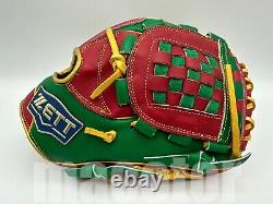 Japan ZETT Special Pro Order 11.75 Infield Baseball Glove Green Red Gold RHT