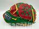 Japan Zett Special Pro Order 11.75 Infield Baseball Glove Green Red Gold Rht