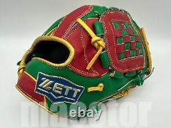 Japan ZETT Special Pro Order 11.75 Infield Baseball Glove Green Red Gold RHT