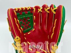 Japan ZETT Special Pro Order 11.75 Infield Baseball Glove Green Red Gold RHT