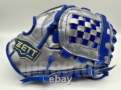 Japan ZETT Special Pro Order 11.75 Infield Baseball Glove Silver Blue RHT SALE