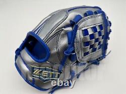 Japan ZETT Special Pro Order 11.75 Infield Baseball Glove Silver Blue RHT SALE