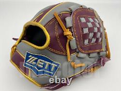 Japan ZETT Special Pro Order 12 Infield Baseball Glove Purple Grey Gold RHT SS