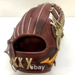 MIZUNO Pro HAGA JAPAN Crest Hide Wisdom 11 Infielder Glove RHT Plum Brown Rare