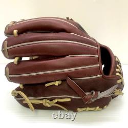 MIZUNO Pro HAGA JAPAN Crest Hide Wisdom 11 Infielder Glove RHT Plum Brown Rare