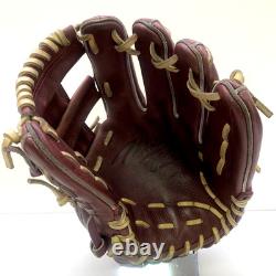 MIZUNO Pro HAGA JAPAN Crest Hide Wisdom 11 Infielder Glove RHT Plum Brown Rare