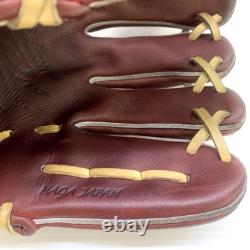 MIZUNO Pro HAGA JAPAN Crest Hide Wisdom 11 Infielder Glove RHT Plum Brown Rare