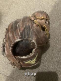 Mizuno Pro Brown Leather Infield Baseball Glove Used, Repair Needed