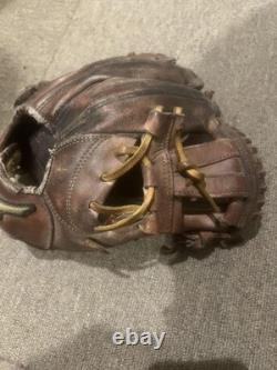 Mizuno Pro Brown Leather Infield Baseball Glove Used, Repair Needed