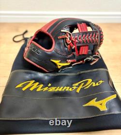 Mizuno Pro Custom Baseball Glove Infield Yuto Sakamoto Model RH Black Red Used