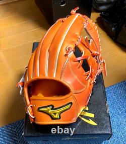 Mizuno Pro HAGA JAPAN Infield 11.5 D-Link HARD BASEBALL Glove Orange Kip Leather