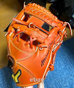 Mizuno Pro HAGA JAPAN Infield 11.5 D-Link HARD BASEBALL Glove Orange Kip Leather