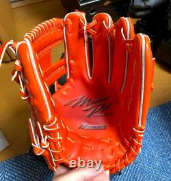 Mizuno Pro HAGA JAPAN Infield 11.5 D-Link HARD BASEBALL Glove Orange Kip Leather
