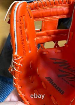 Mizuno Pro HAGA JAPAN Infield 11.5 D-Link HARD BASEBALL Glove Orange Kip Leather