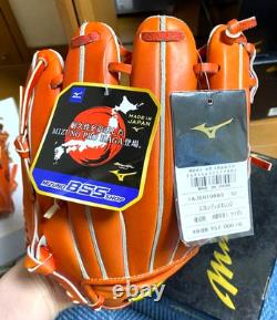 Mizuno Pro HAGA JAPAN Infield 11.5 D-Link HARD BASEBALL Glove Orange Kip Leather