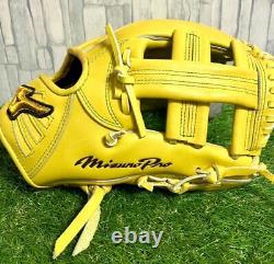 Mizuno Pro Hardball Infielder's Glove Size 9 Right-handed Yellow HAGA Japan MINT