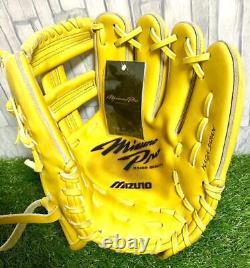 Mizuno Pro Hardball Infielder's Glove Size 9 Right-handed Yellow HAGA Japan MINT