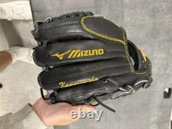 Mizuno Pro Kamehameha Baseball Glove Black Yellow H-Web Used Pitcher/Infield