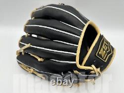 New ZETT Pro Model 11.5 Infield Baseball Glove Black Cream RHT Japan H-Web