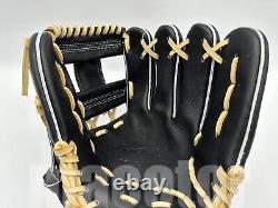 New ZETT Pro Model 11.5 Infield Baseball Glove Black Cream RHT Japan H-Web